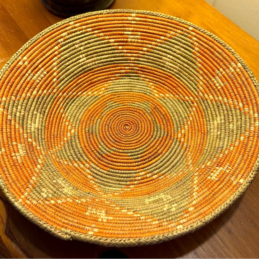 Handwoven Orange and Green Basket